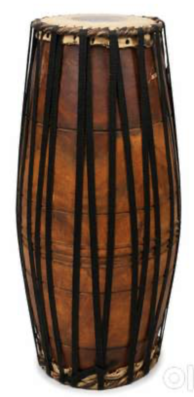 The jackwood shell of a real mridangam