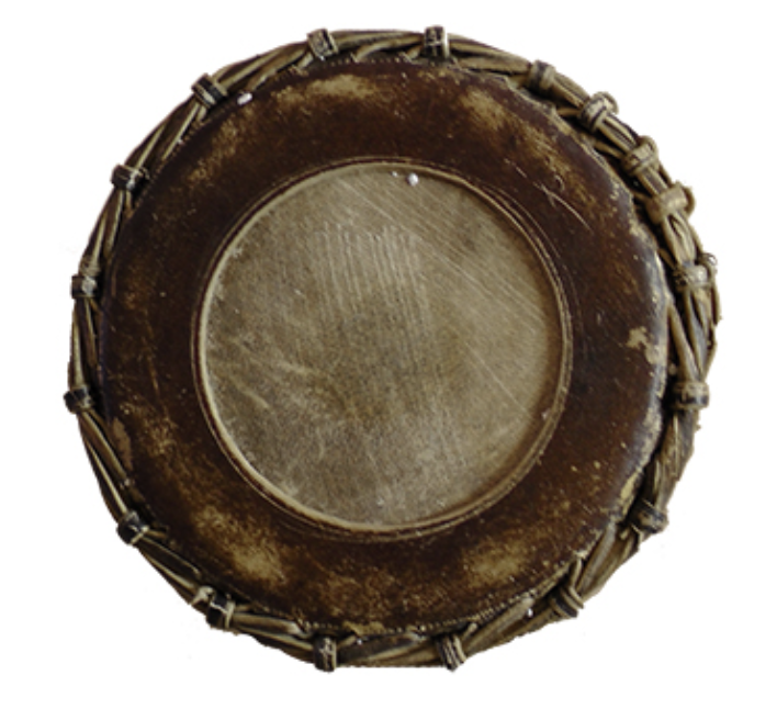 The thoppi, the larger bass head of a real mridangam